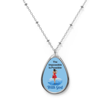 Inspirational oval pendant necklace with